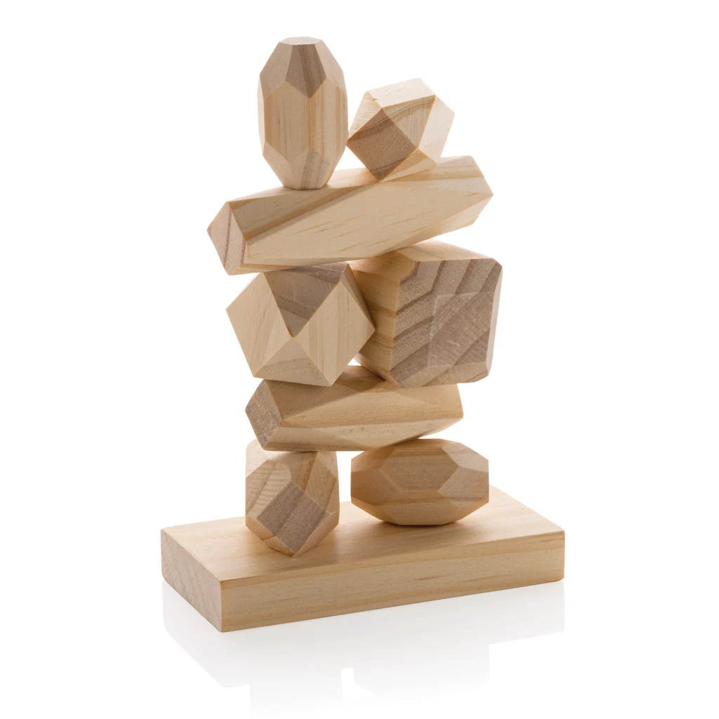 Ukiyo Crios houten balanceerstenen in zakje bruin