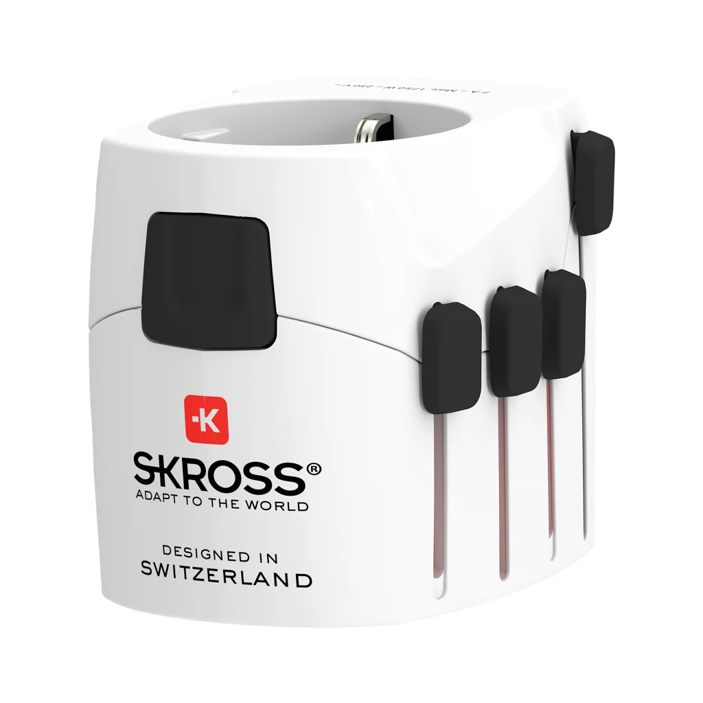 SKROSS Pro 3-polige wereldreisadapter wit