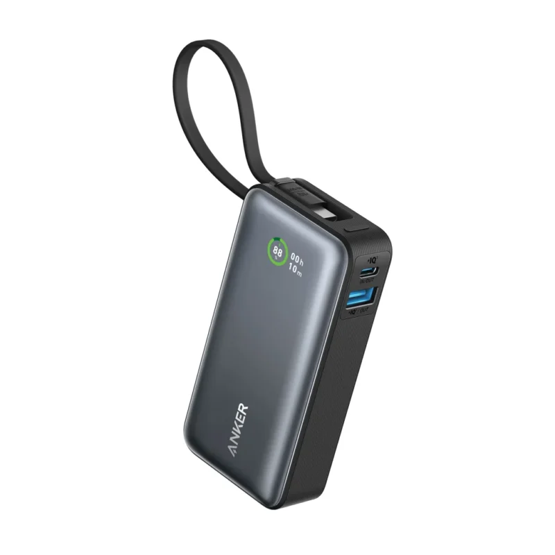 Anker Nano Powerbank 30 W, met ingebouwde USB-C-kabel zwart
