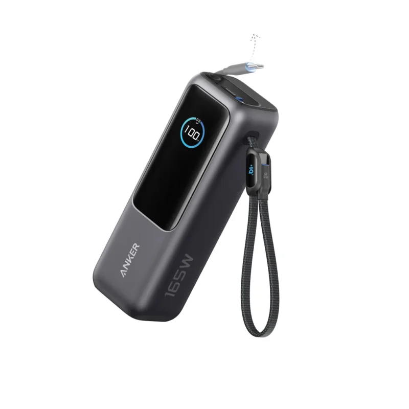 Anker Powerbank 25.000 mAh 165W met ingebouwde kabel grijs, zwart