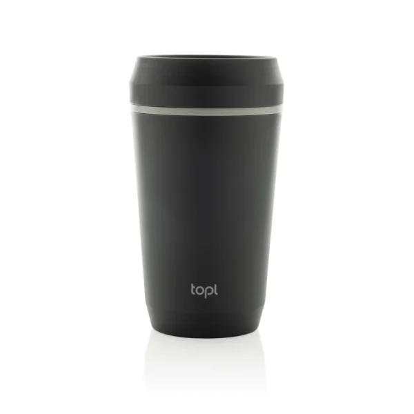 Topl Recycled Plastic To Go beker gepatenteerd 360 Lid 354ml grijs