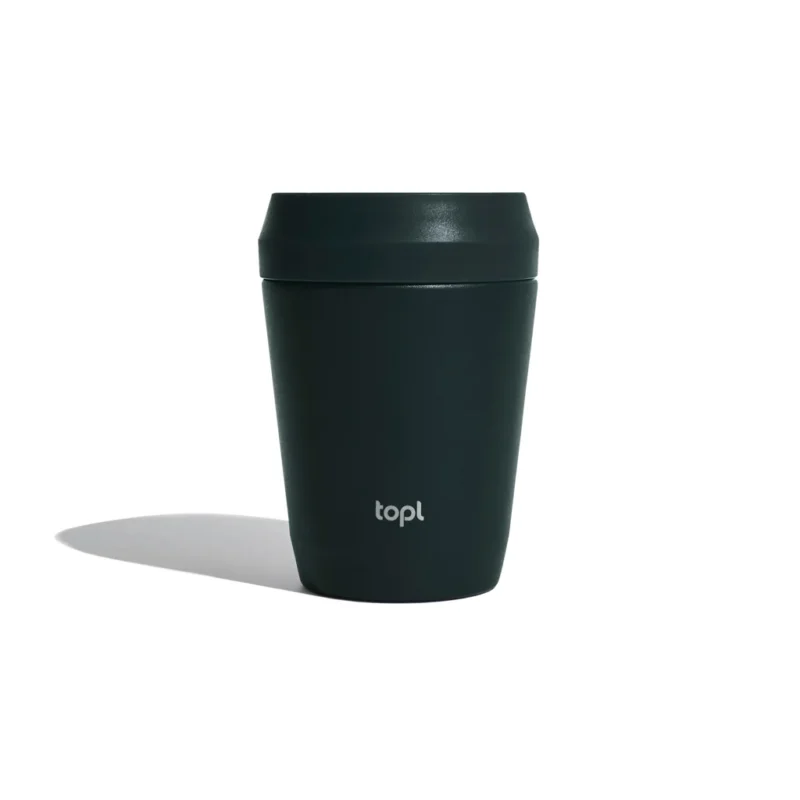 Topl Recycled Staal To Go beker gepatenteerd 360 Lid 235ml grijs