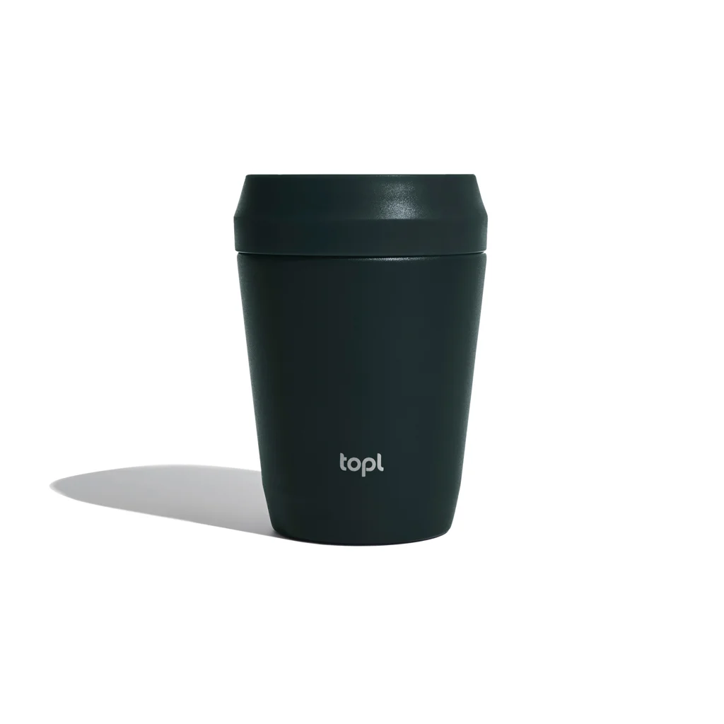 Topl Recycled Staal To Go beker gepatenteerd 360 Lid 235ml grijs
