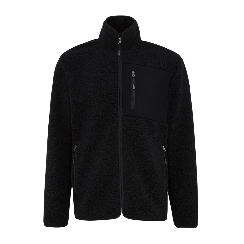 IQONIQ Diran gerecycled polyester pile-fleece jas zwart