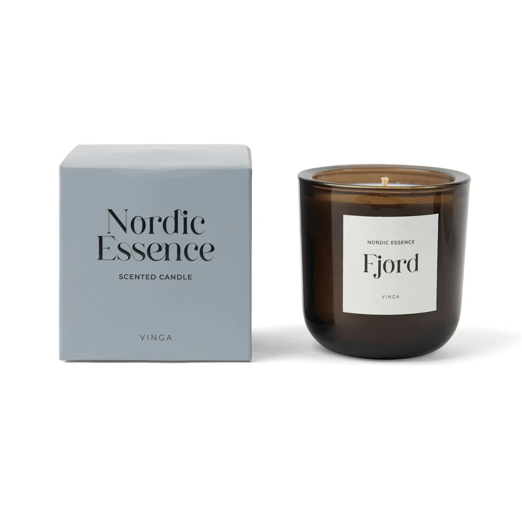 VINGA Nordic essence geurskaars groot blauw, donkerbruin