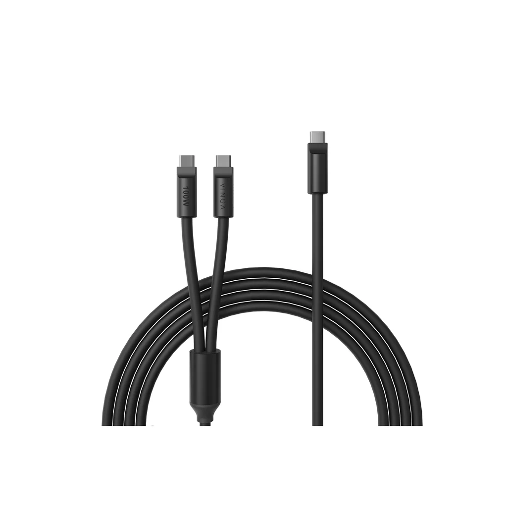 VINGA Baltimore siliconen multi-oplaadkabel (C+2C) zwart