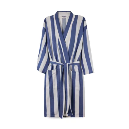 VINGA Ornos GRS katoenen hamam badjas S/M blauw, wit