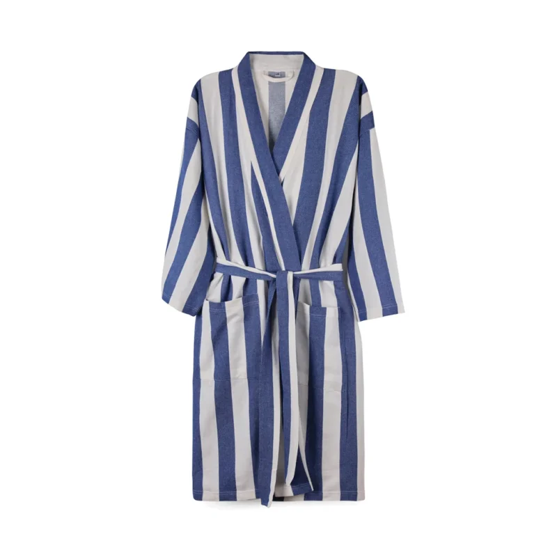 VINGA Ornos GRS katoenen hamam badjas L/XL blauw, wit