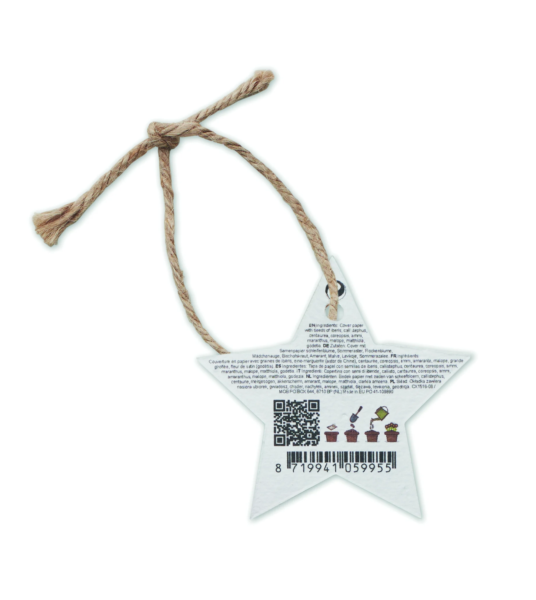 Zaadpapier kerstornament STARSEED