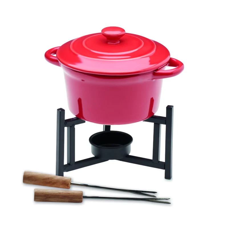 Keramische fondueset 300ml BIG KASE Rood