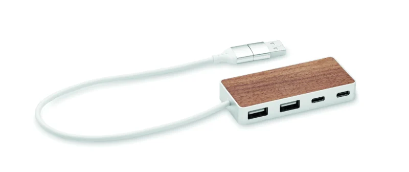 USB-hub 4 poorten 27,5 cm UBAH Hout
