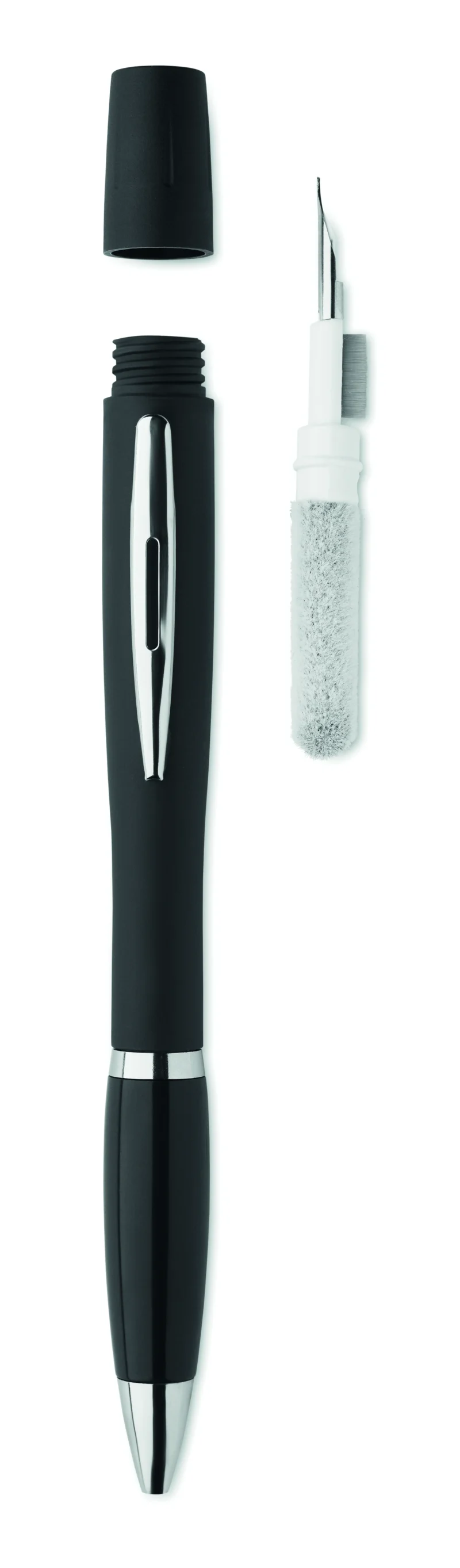 Pen met TWS reinigingsset KLEEN SET Zwart