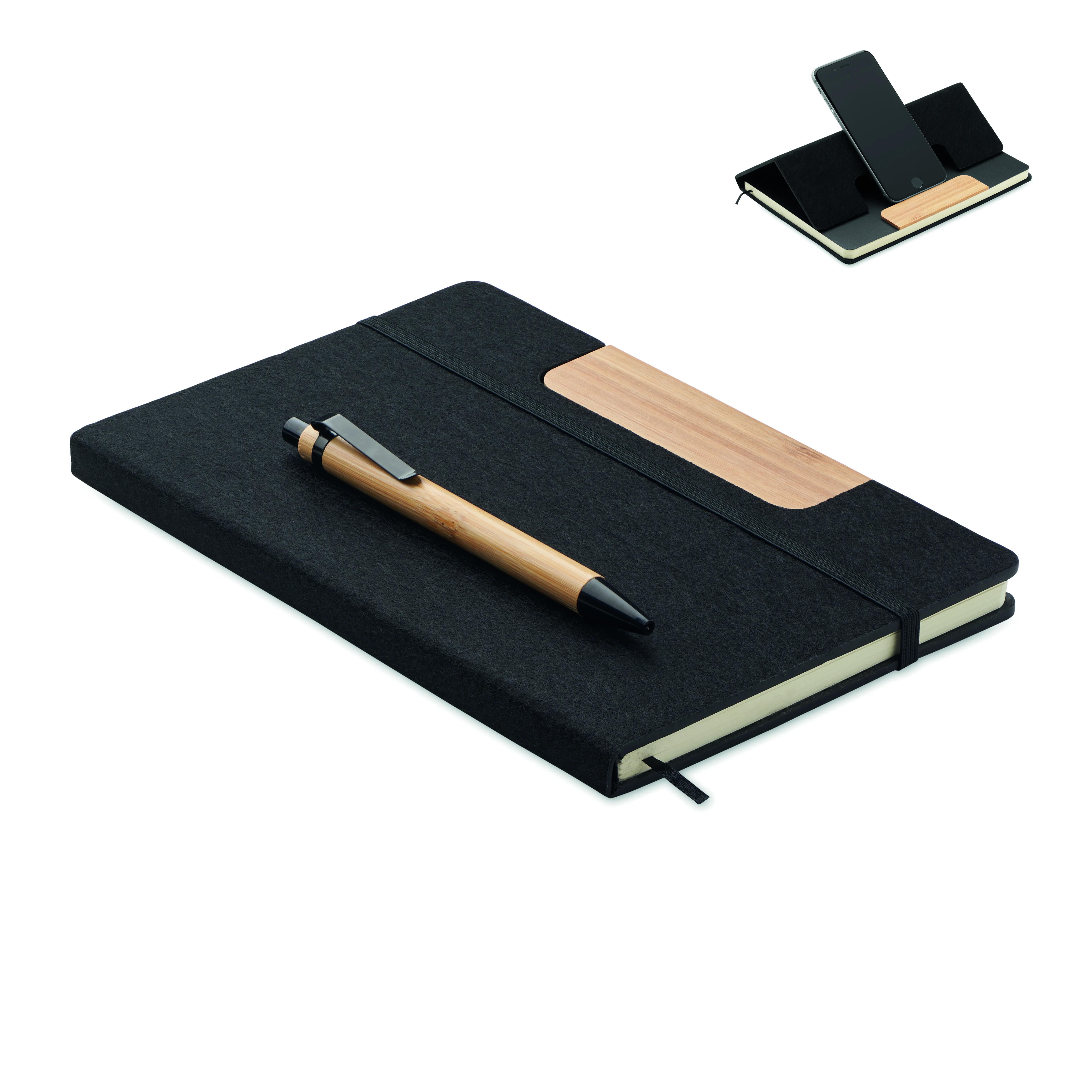 Set notitieblok telefoonhouder NOTEMIX Zwart