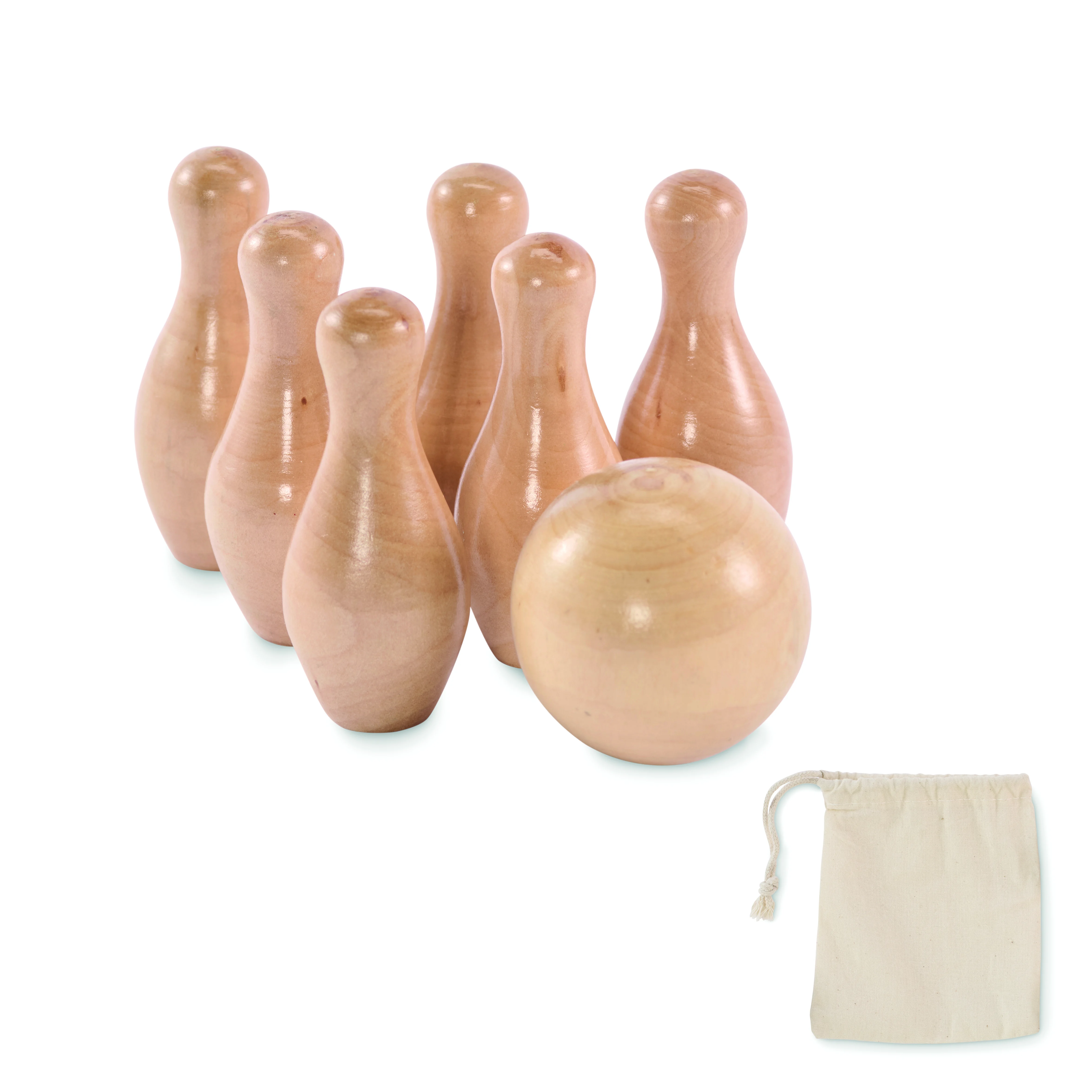 Mini dennenhouten bowling set BOLITO Hout