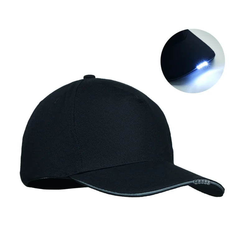 5 panelen LED baseballpet katoe LUZCAP Zwart