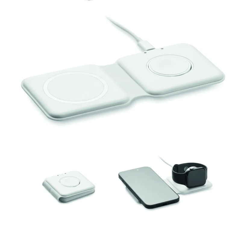 2-in-1 opvouwbare lader 15W FLIP Wit