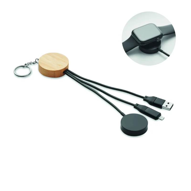 Sleutelhanger met 4-in-1 60W kabel BULE Zwart