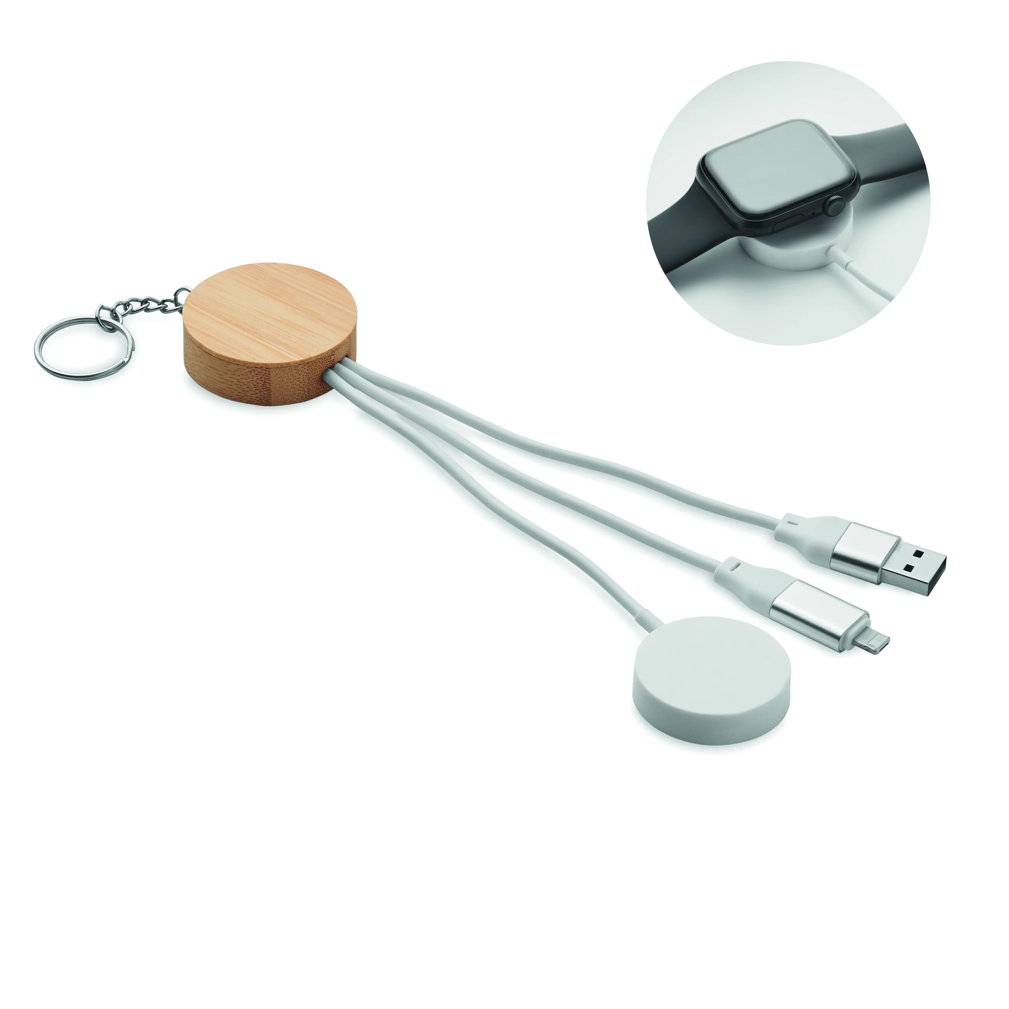 Sleutelhanger met 4-in-1 60W kabel BULE Wit