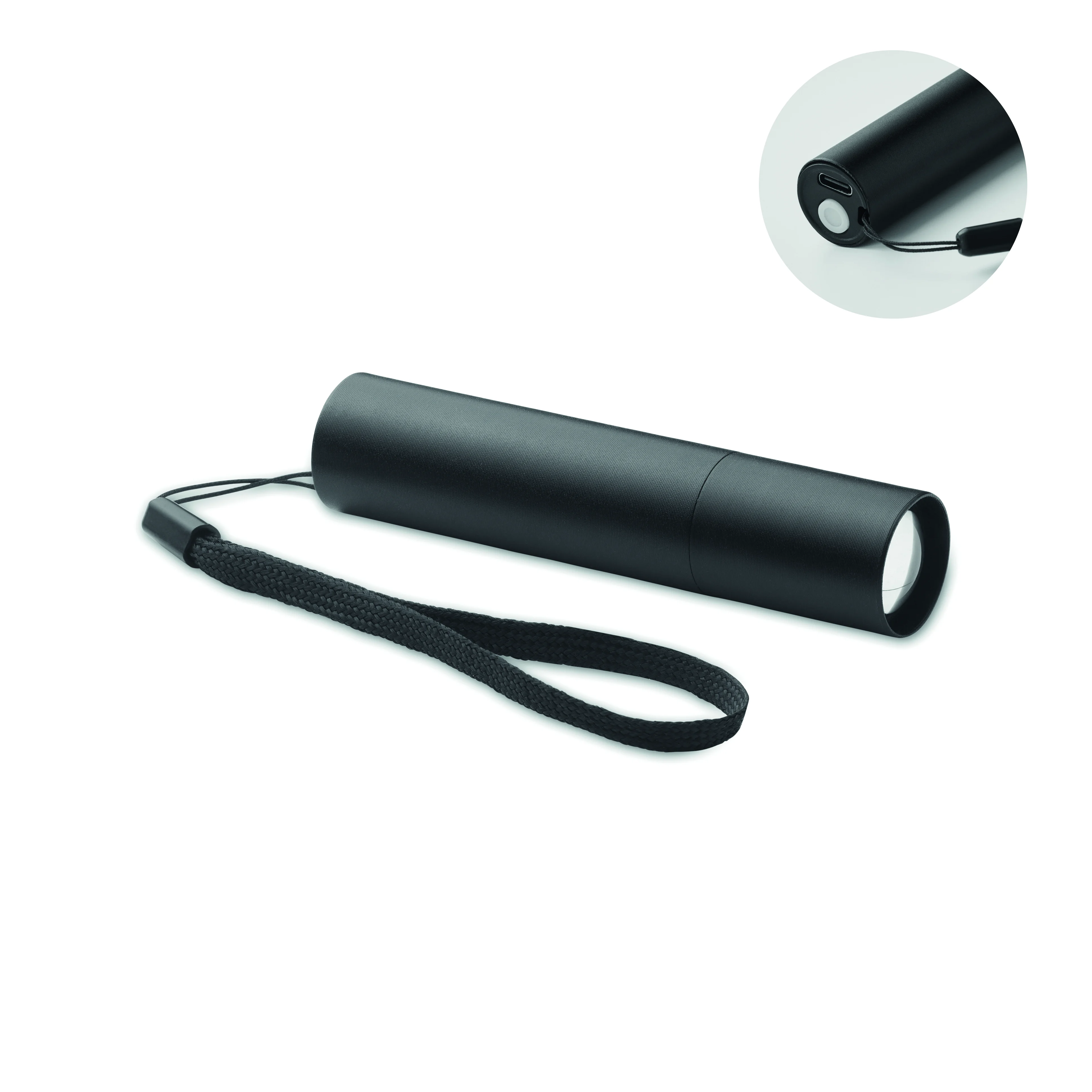 Oplaadbare aluminium zaklamp ALUMINATE Zwart