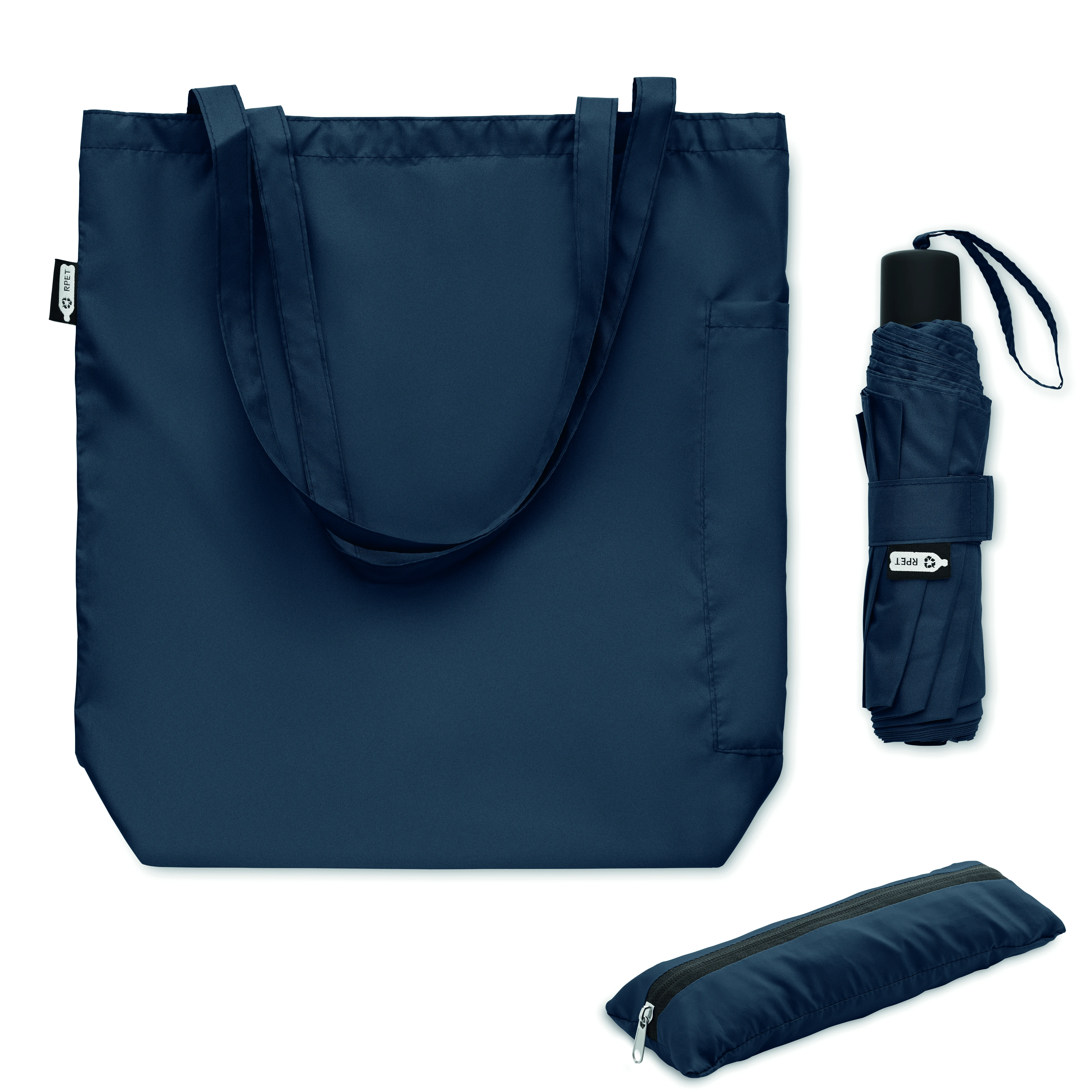 21 inch RPET paraplu set SEATTLE Blauw