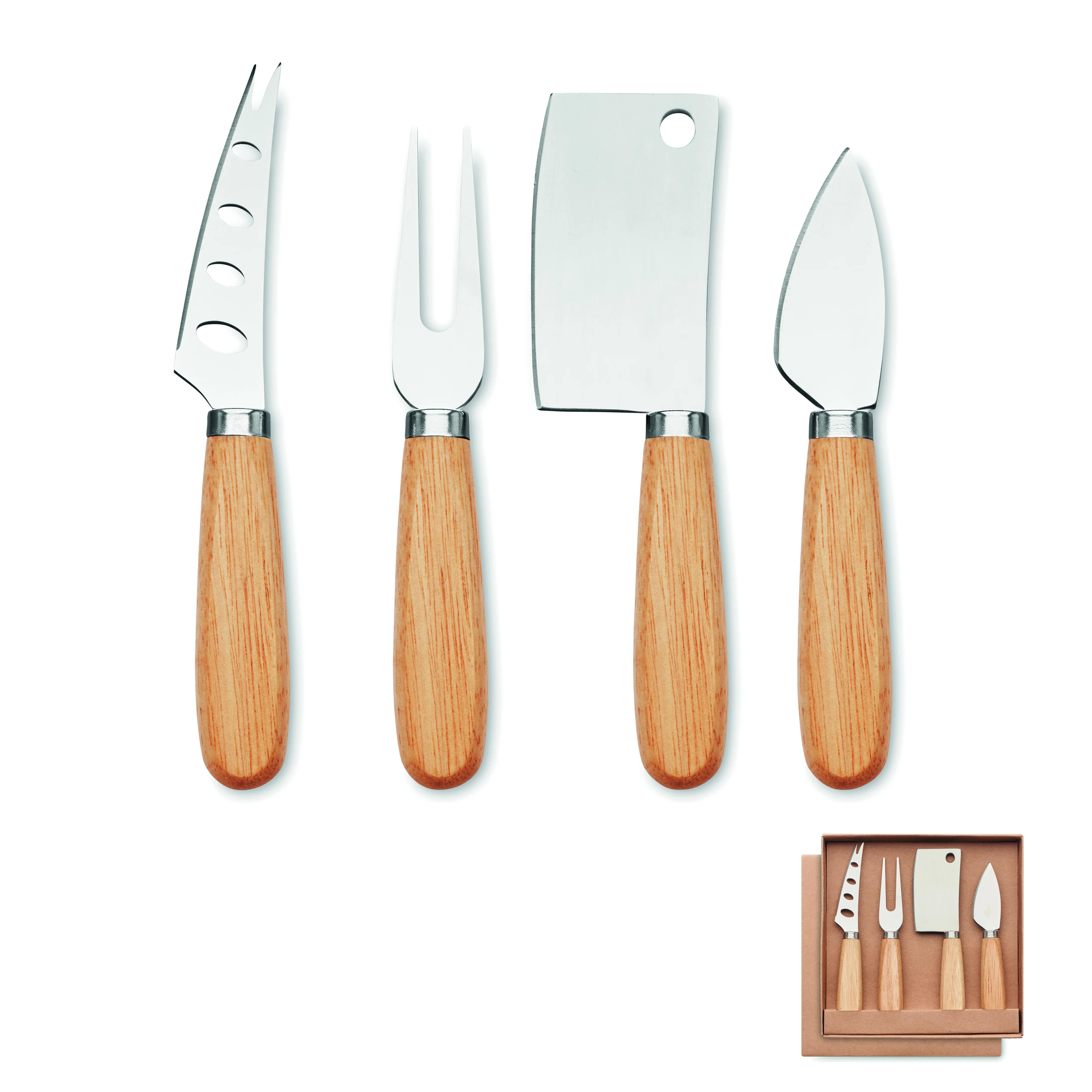 Set van 4 kaasmessen CAMEMBERT Hout