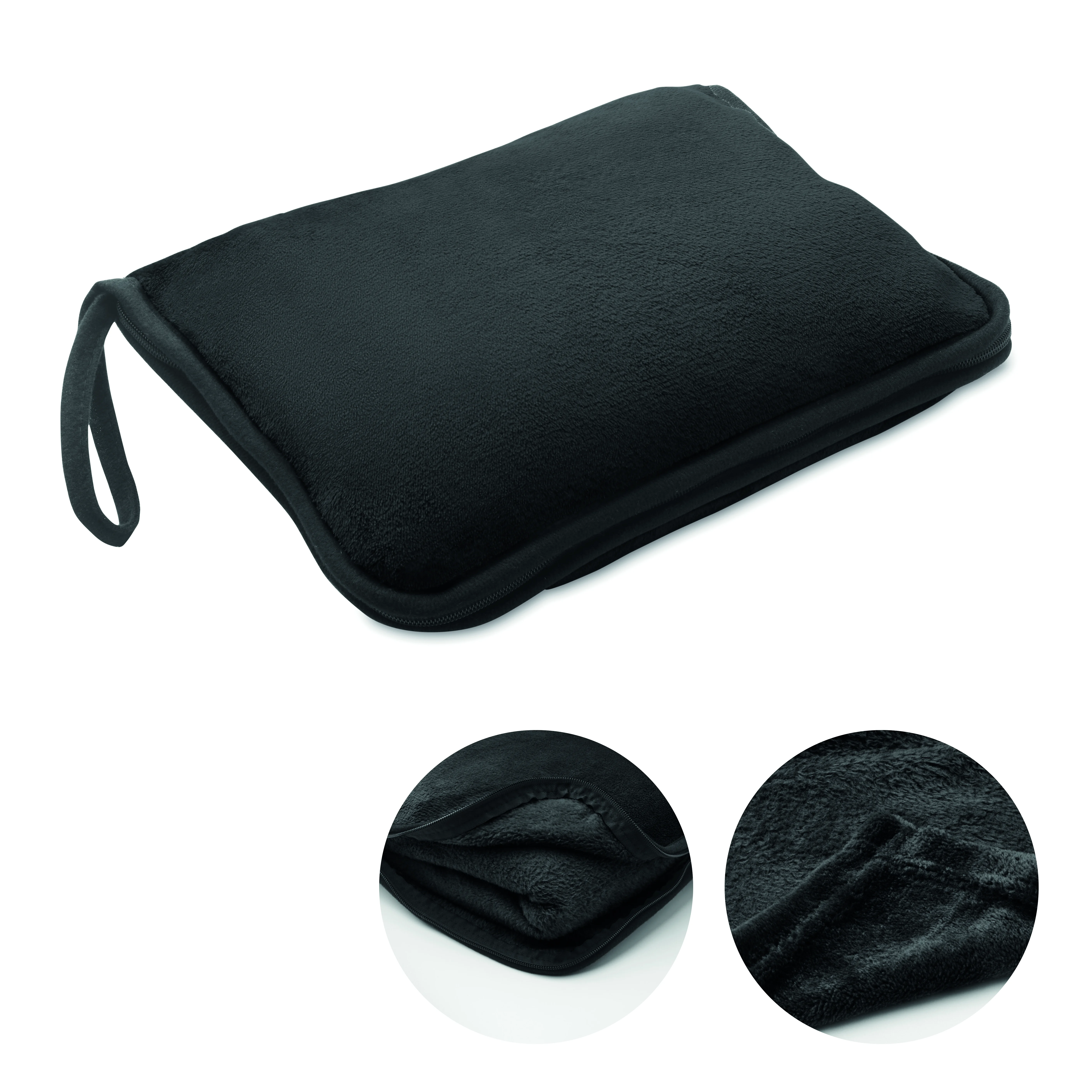 2-in-1 reisdeken set COZY Zwart