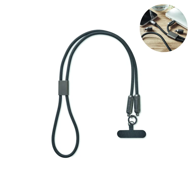 Telefoon Lanyard 60W oplaadkabe SHAKA Zwart