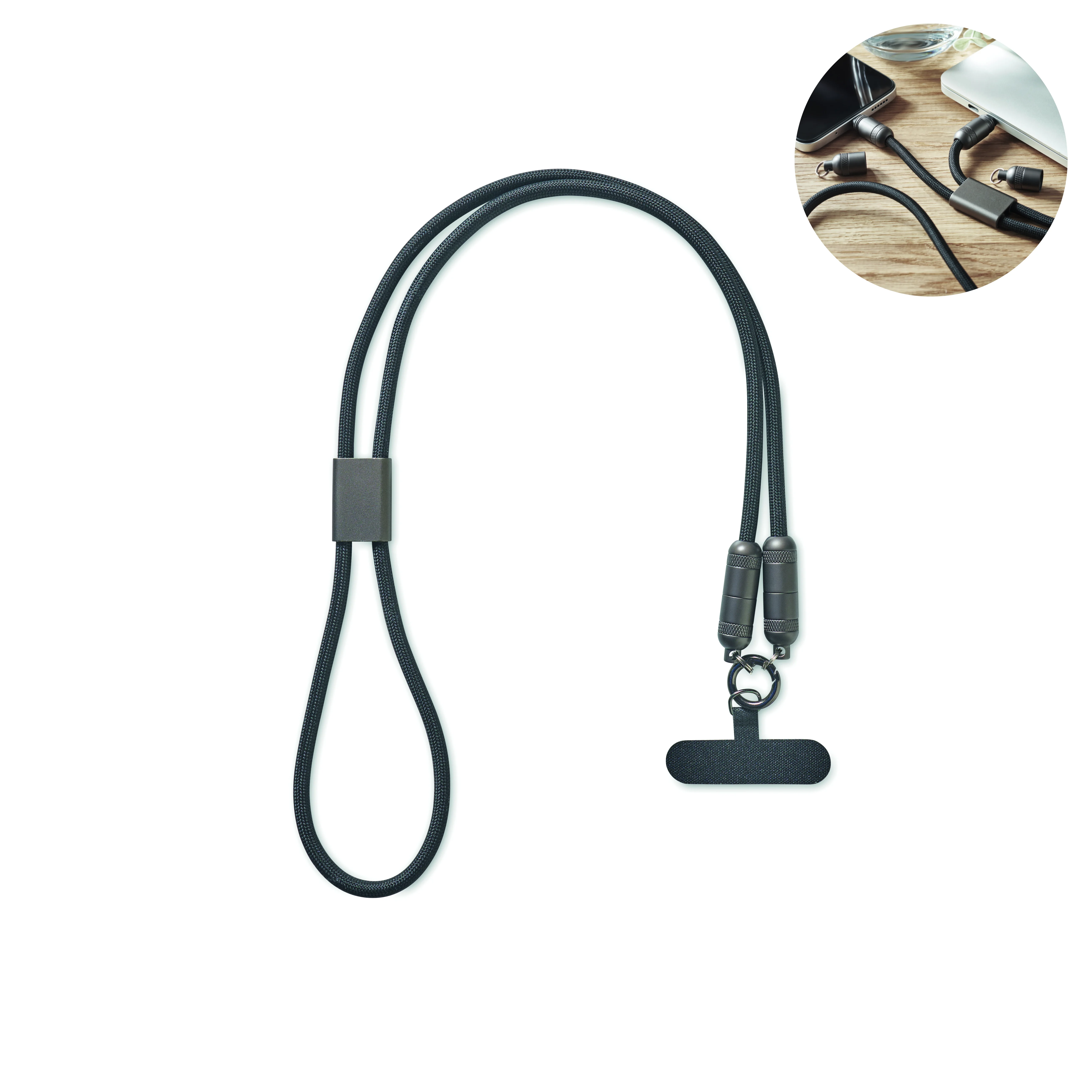 Telefoon Lanyard 60W oplaadkabe SHAKA Zwart