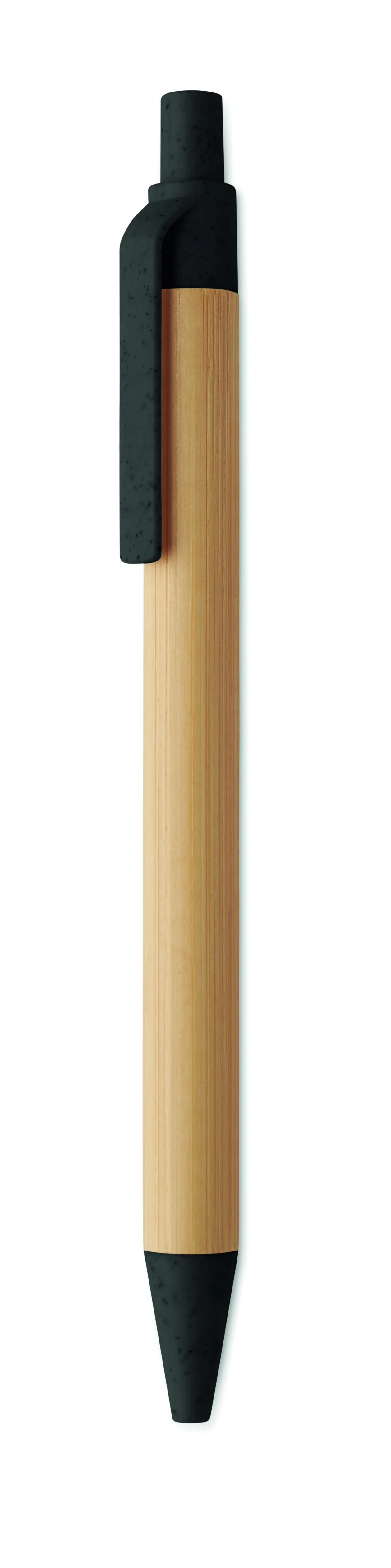 Bamboe balpen met drukknop ITEA COLOUR Zwart