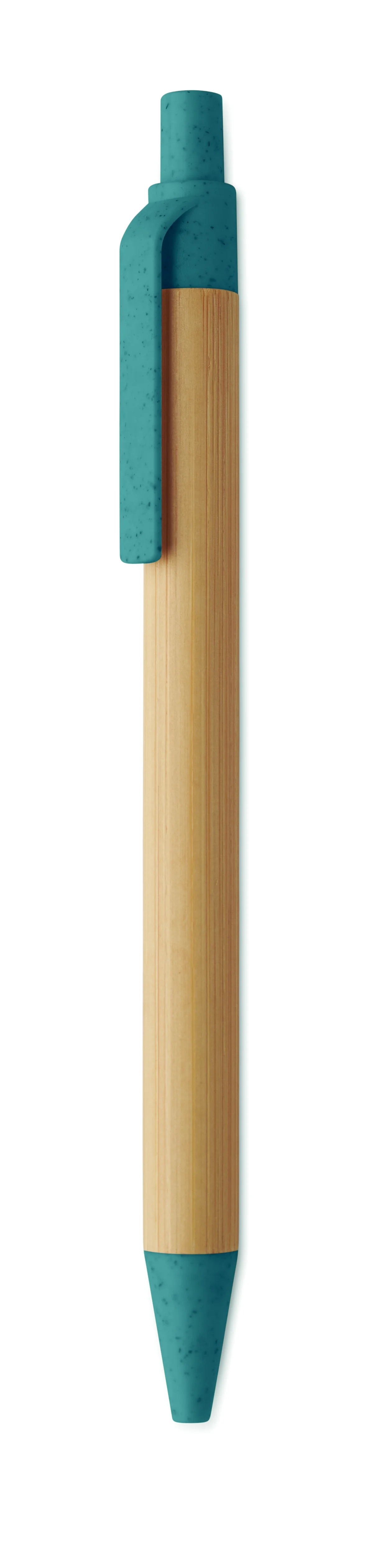 Bamboe balpen met drukknop ITEA COLOUR Blauw