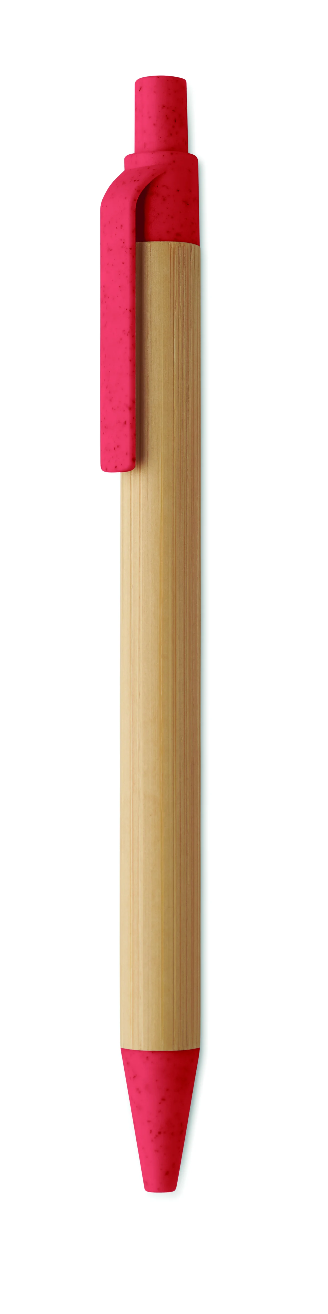 Bamboe balpen met drukknop ITEA COLOUR Rood