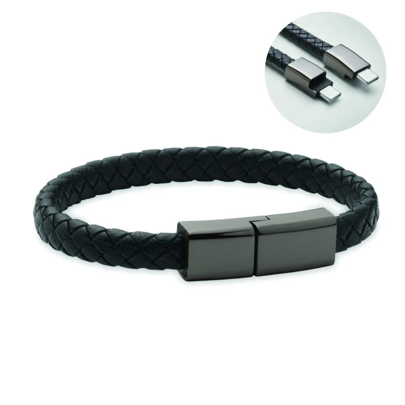 Type-C kabel armband FAULETI CHARGE Zwart