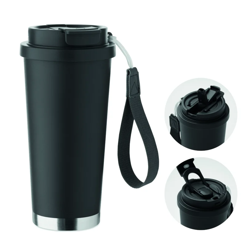 Dubbelwandige beker 500ml TOPAZ LARGE Zwart