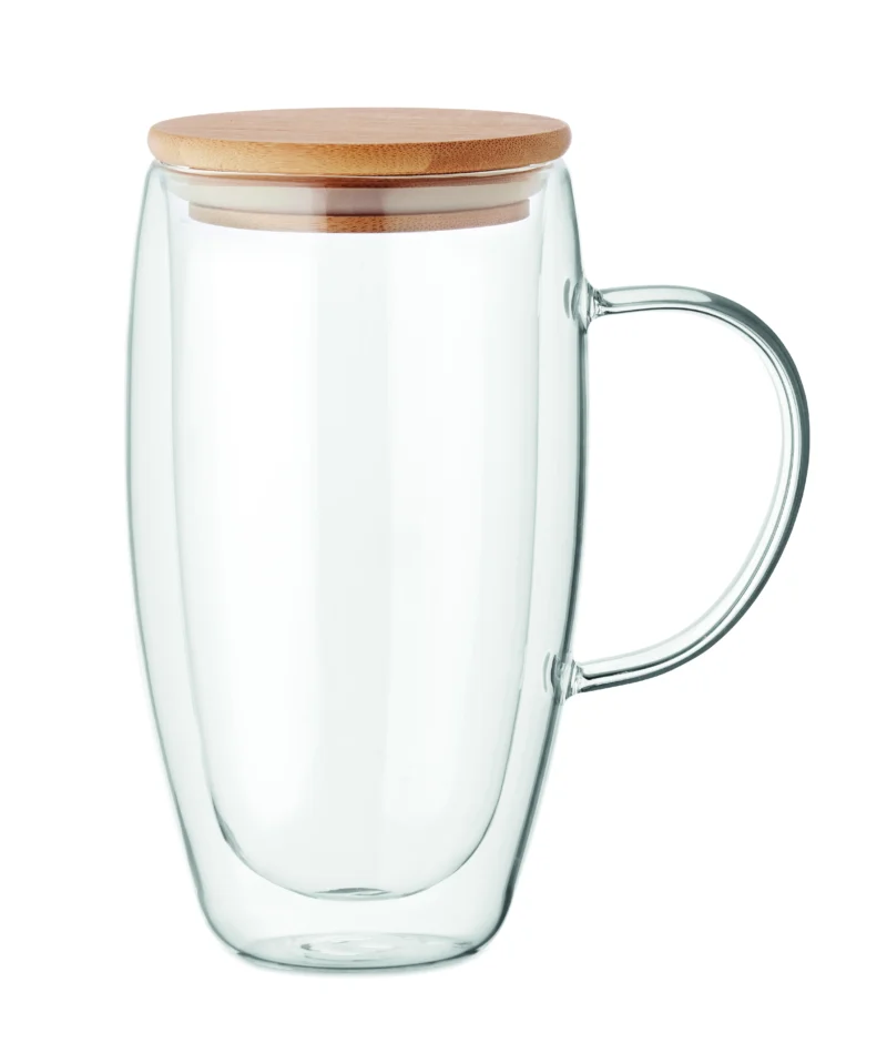 Dubbelwandige glazen mok 450ml TEROL Transparant