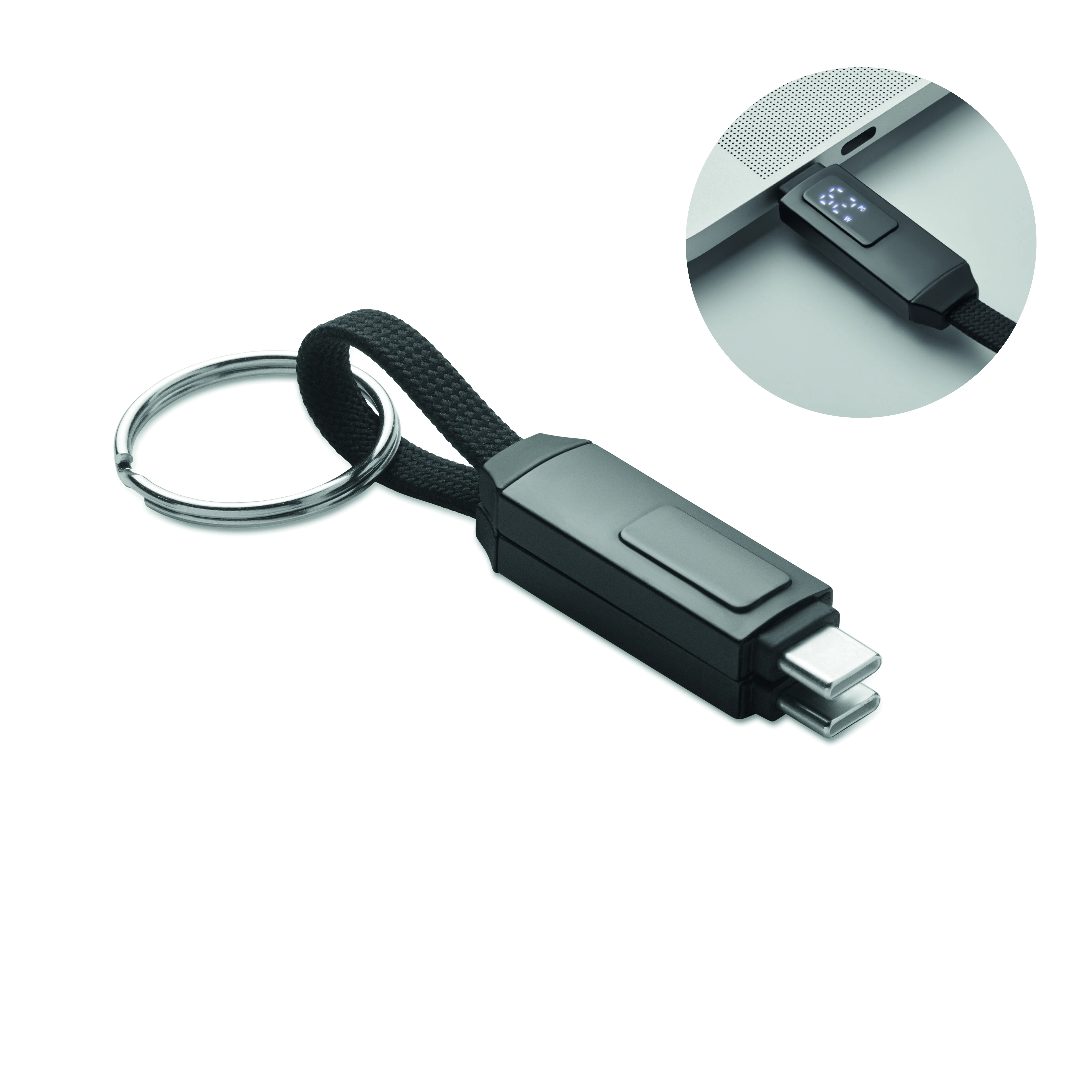 60W oplaadkabel sleutelhanger KEYSTO Zwart