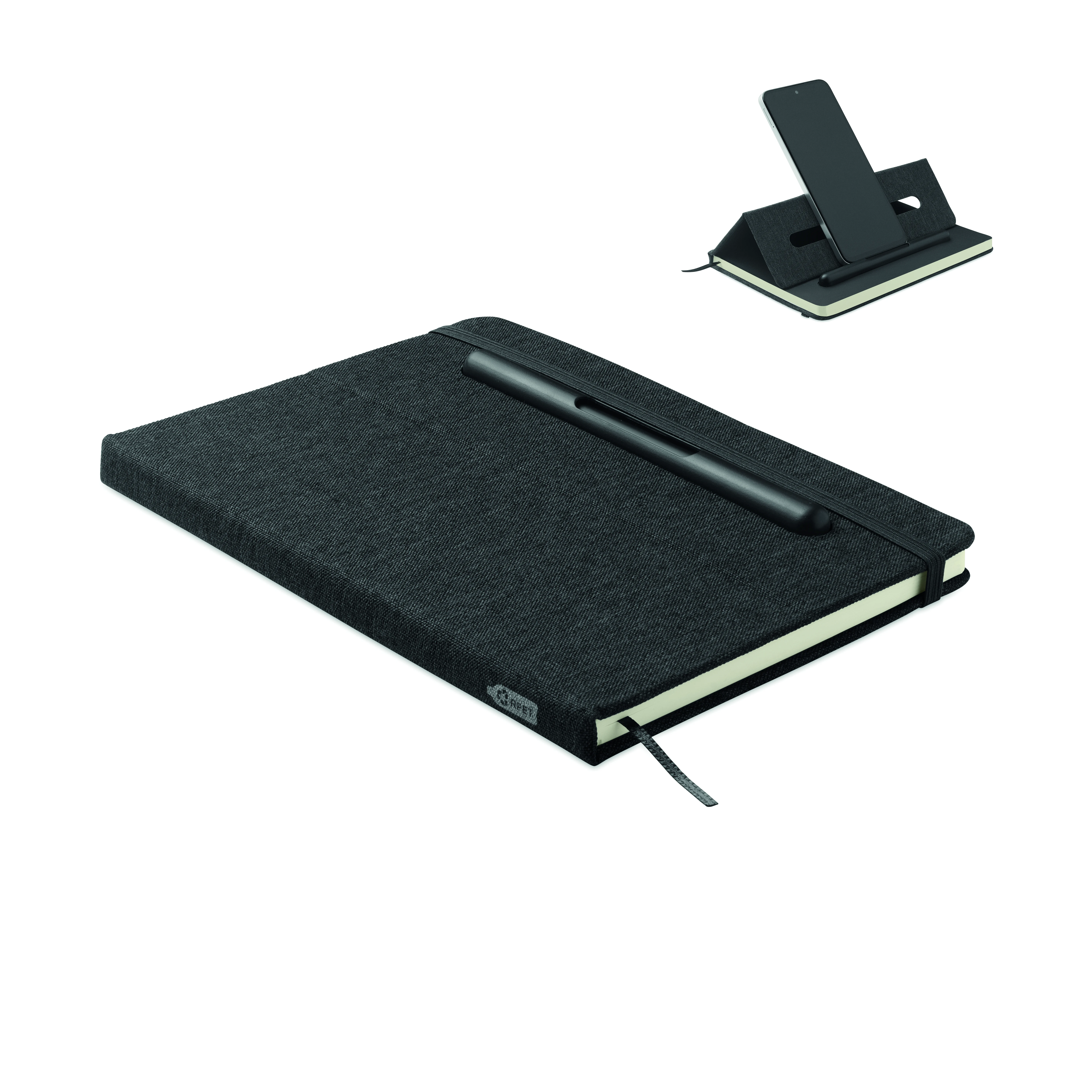 A5 notitieboek telefoonhouder RINBOOK Zwart