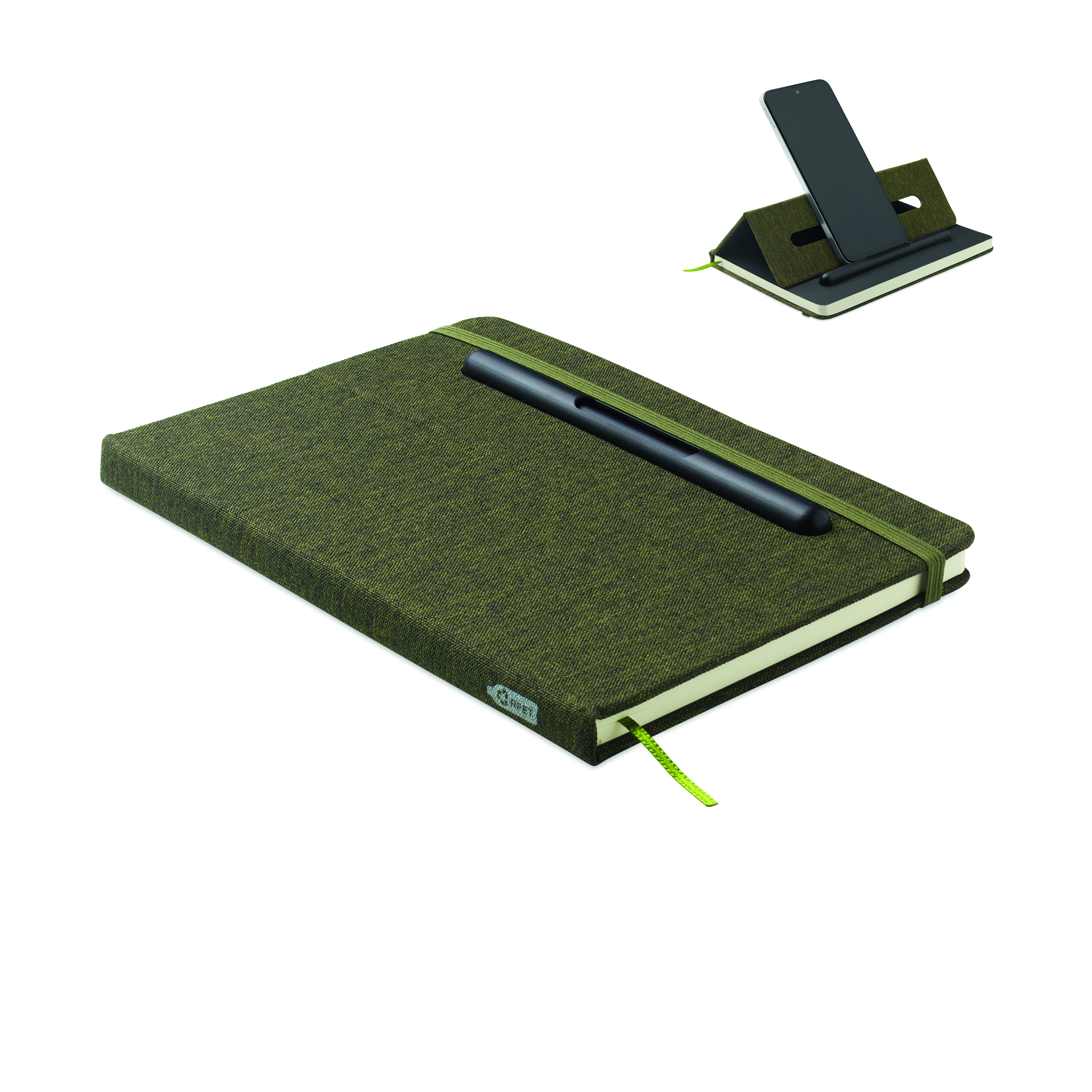 A5 notitieboek telefoonhouder RINBOOK Donker Marinegroen