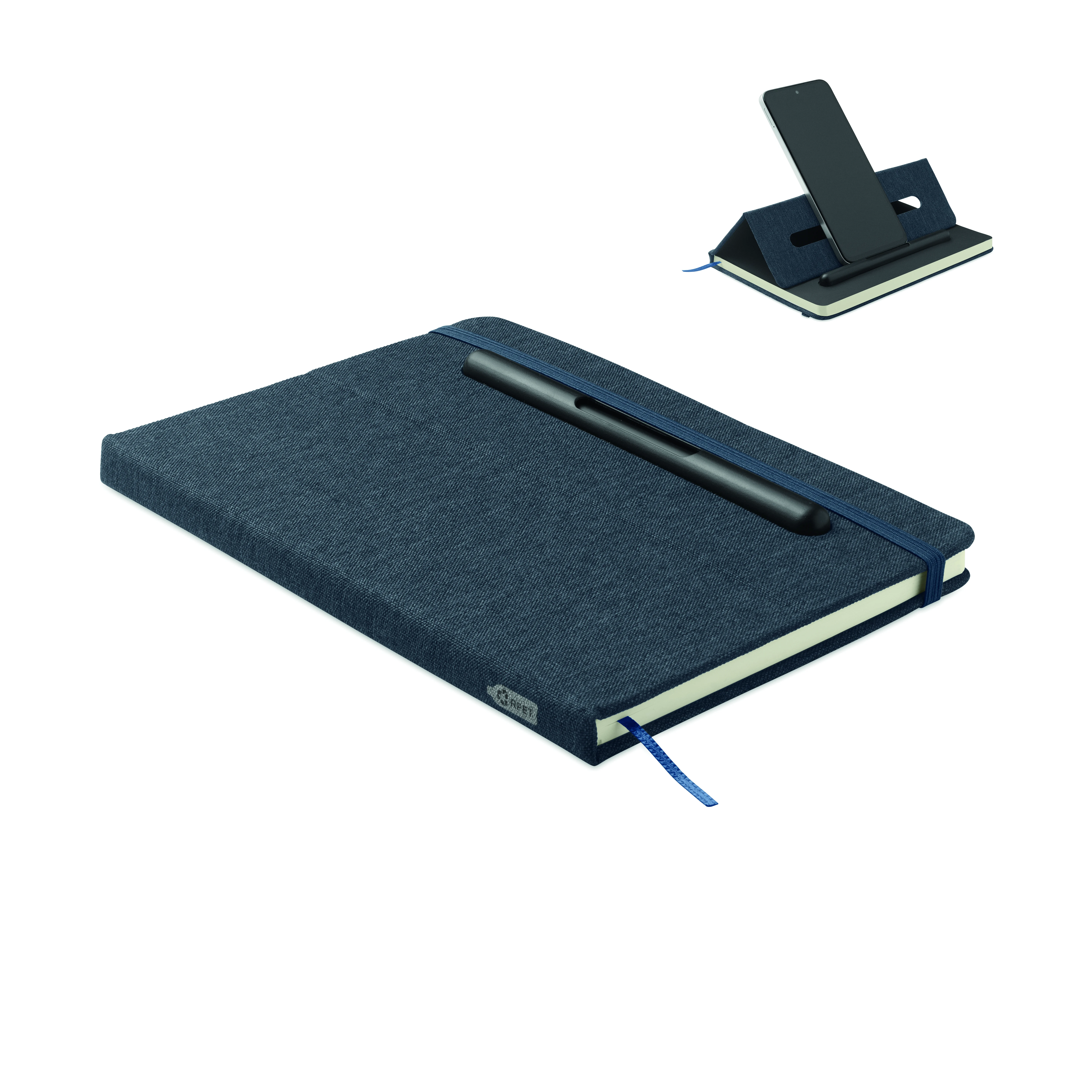 A5 notitieboek telefoonhouder RINBOOK Marineblauw
