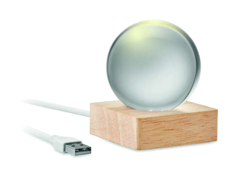LED glazen bol LIGHT Hout