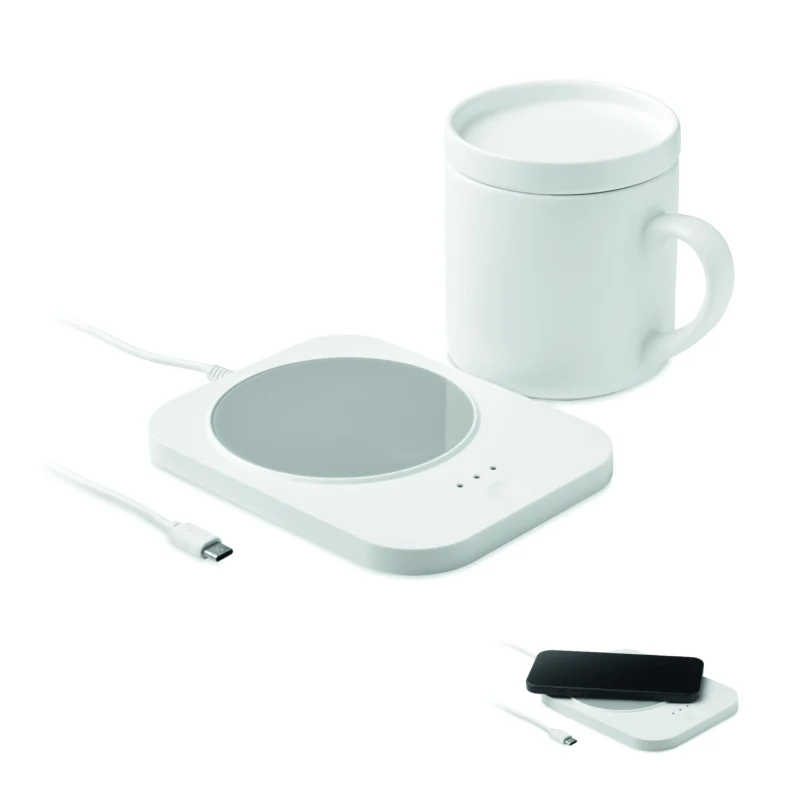 Draadl mokwarmer & oplader set SIROTER Wit
