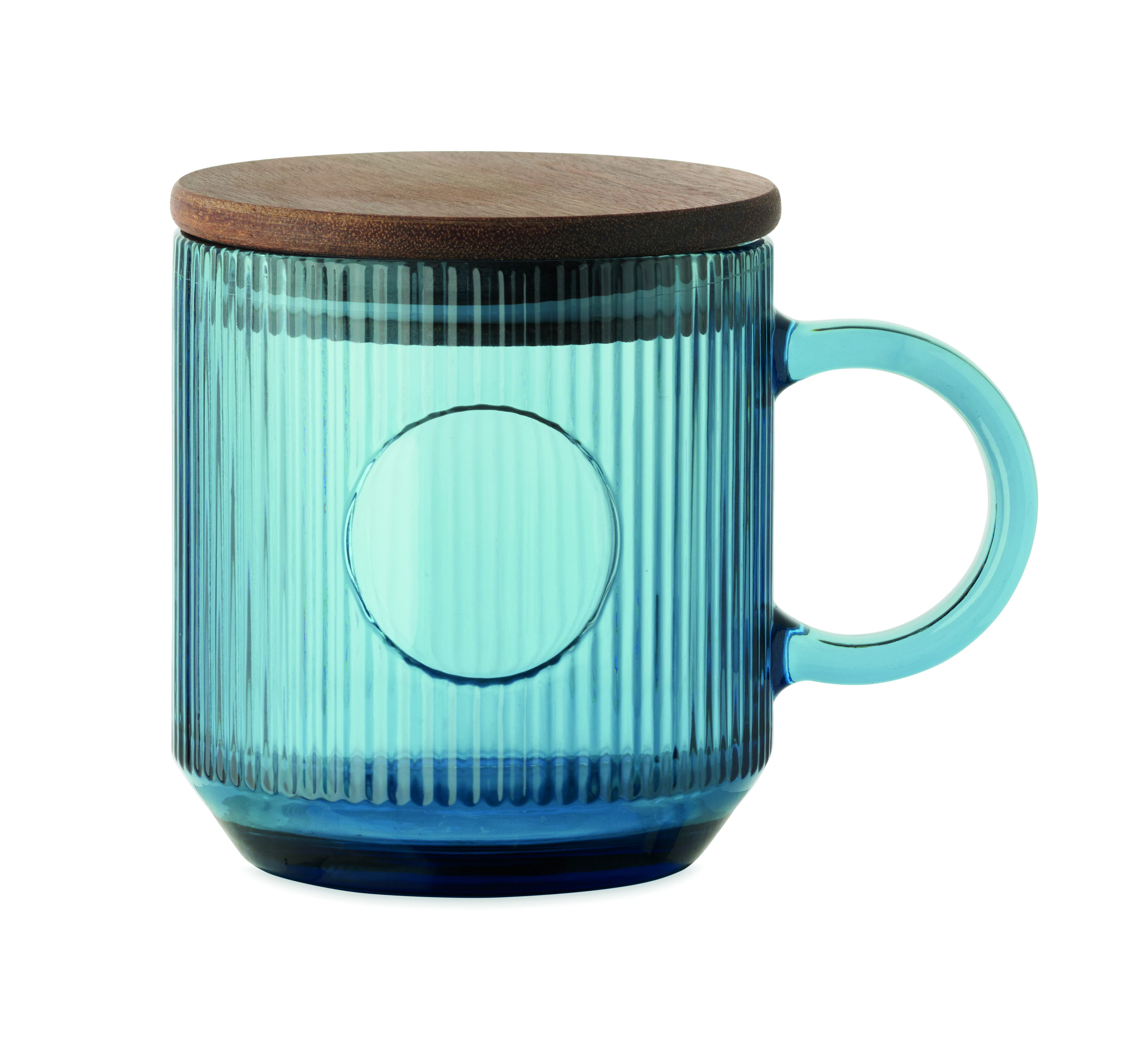 Glazen mok met ribbels 300ml VITRIO MUG Transparant Blauw