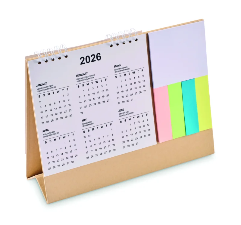 Bureaukalender met memoblok CALENDOO Beige