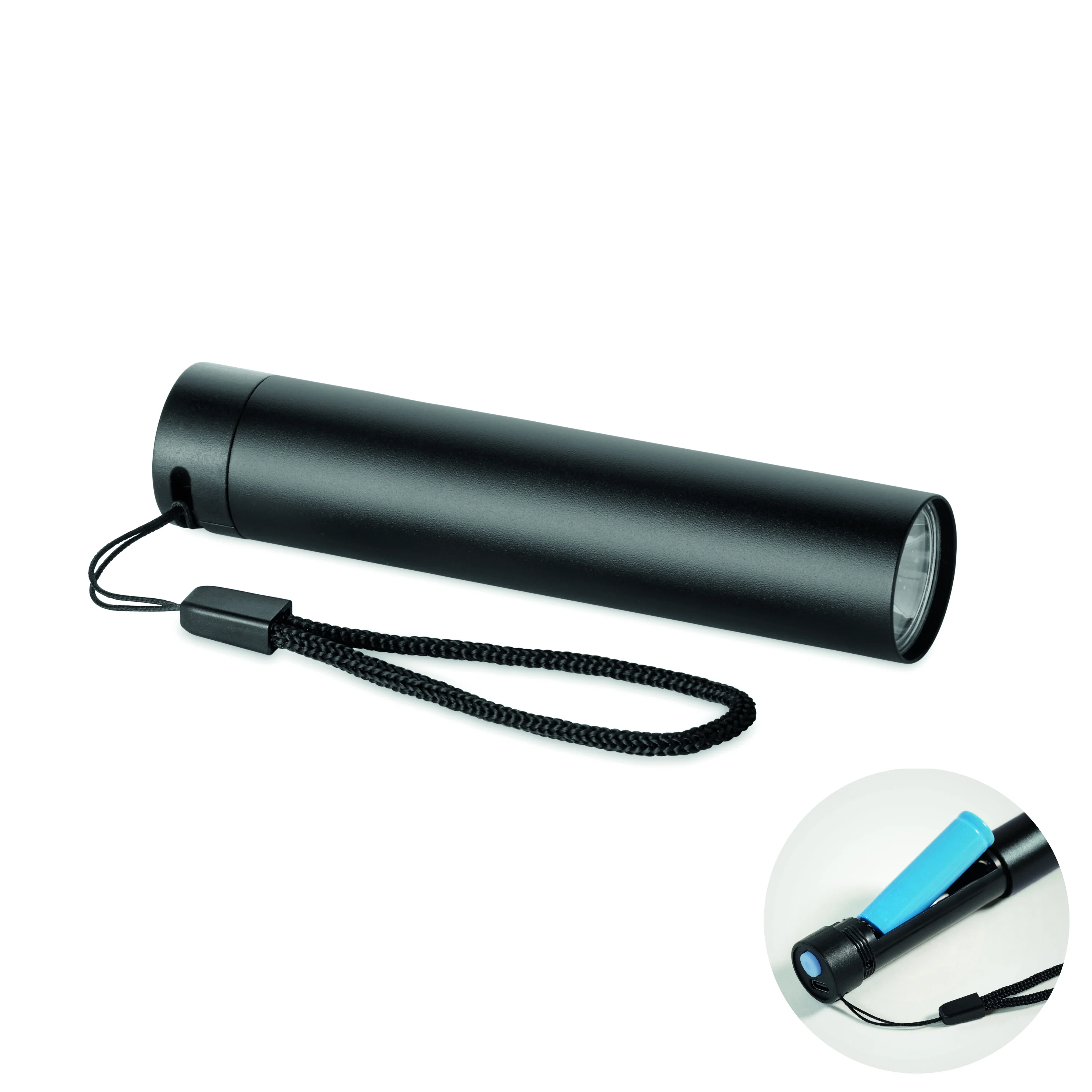 Gerecyclede aluminium zaklamp LUME Zwart