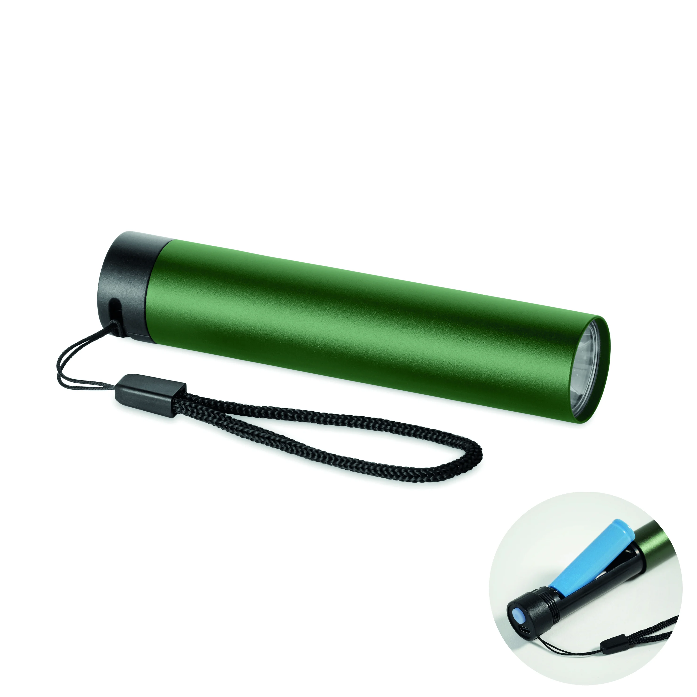 Gerecyclede aluminium zaklamp LUME Donker Marinegroen