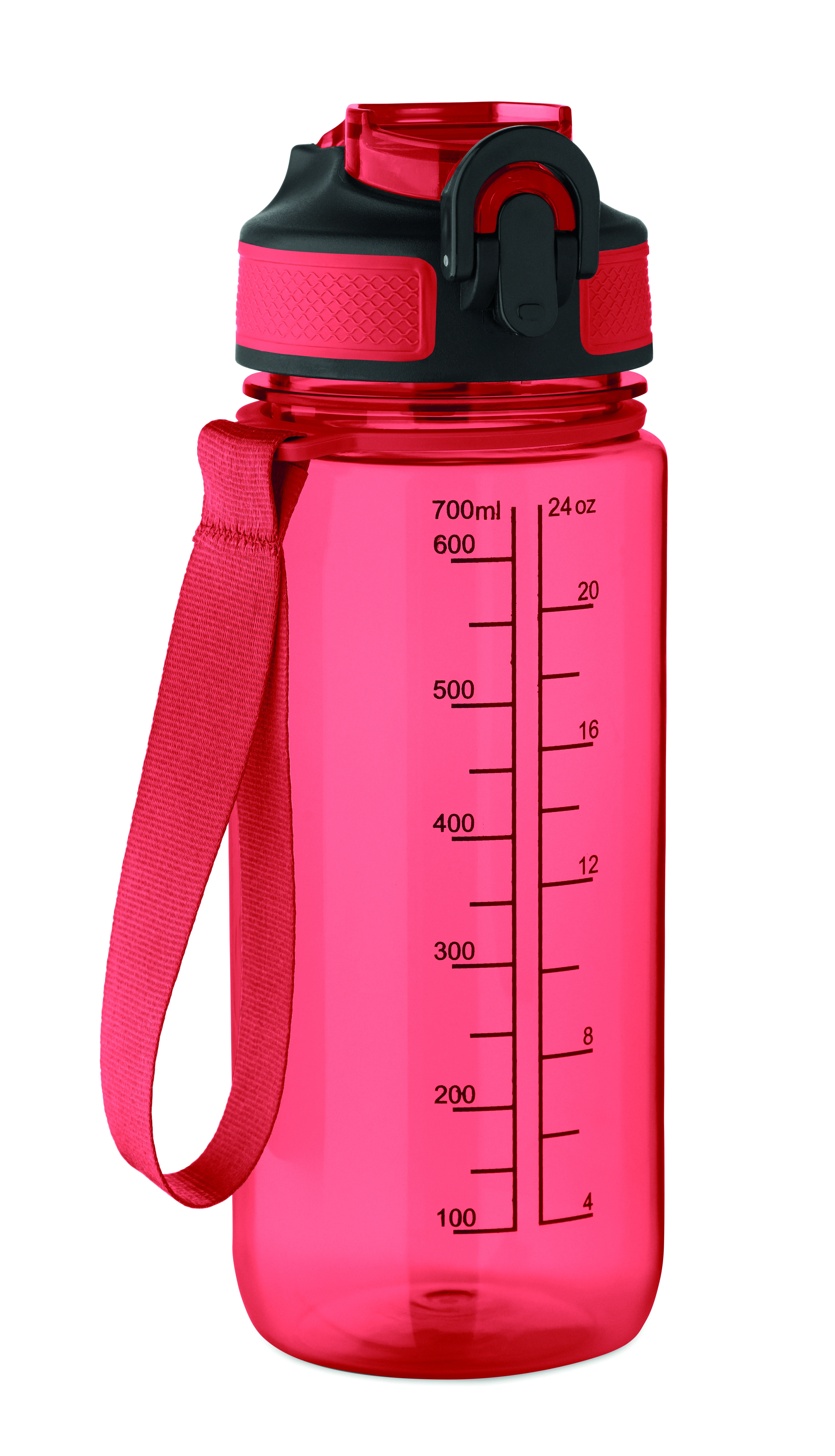 Sportdrinkfles 700ml ENKEL Transparant Rood