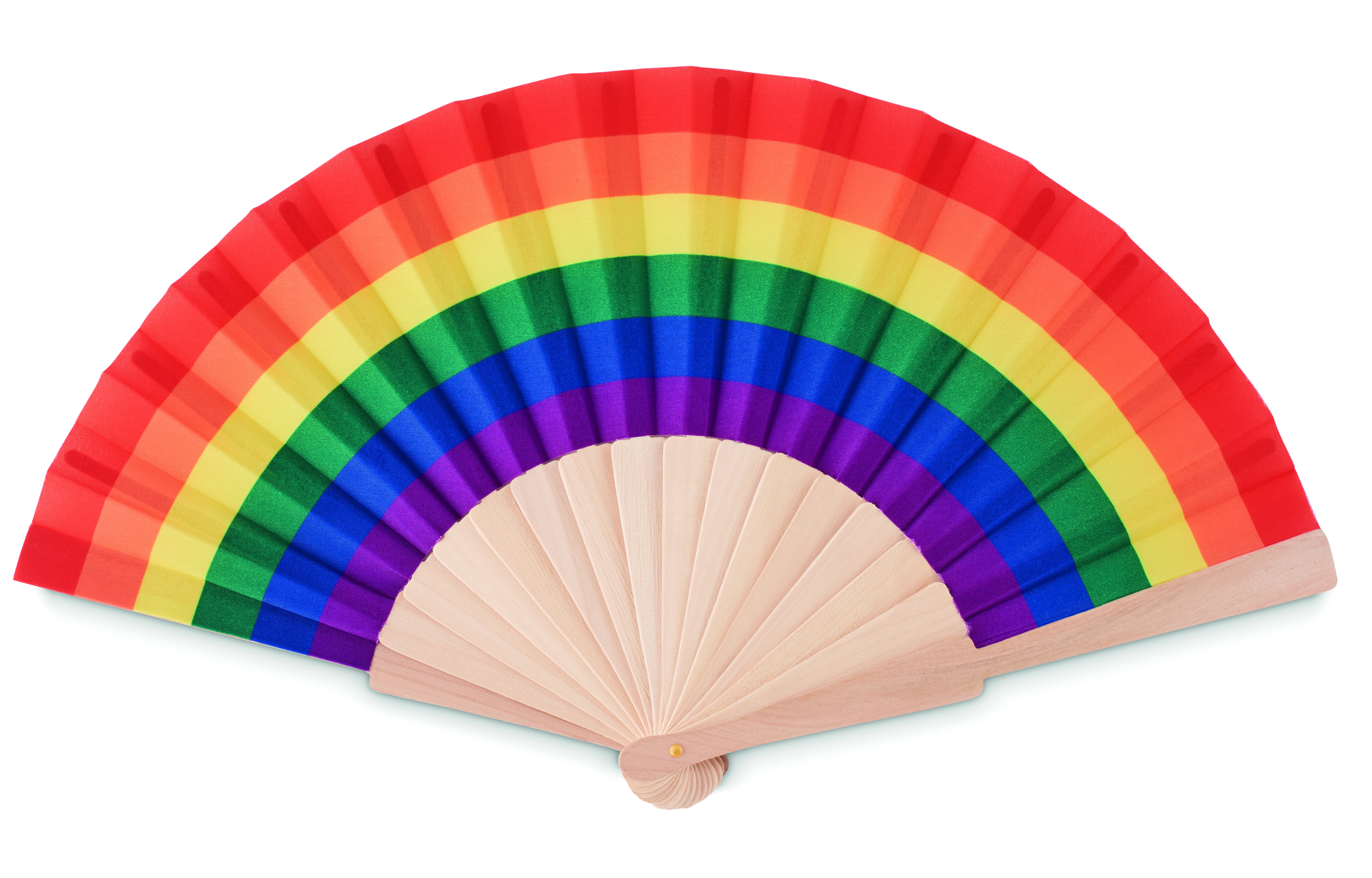 Houten regenboog handwaaier BOWFAN
