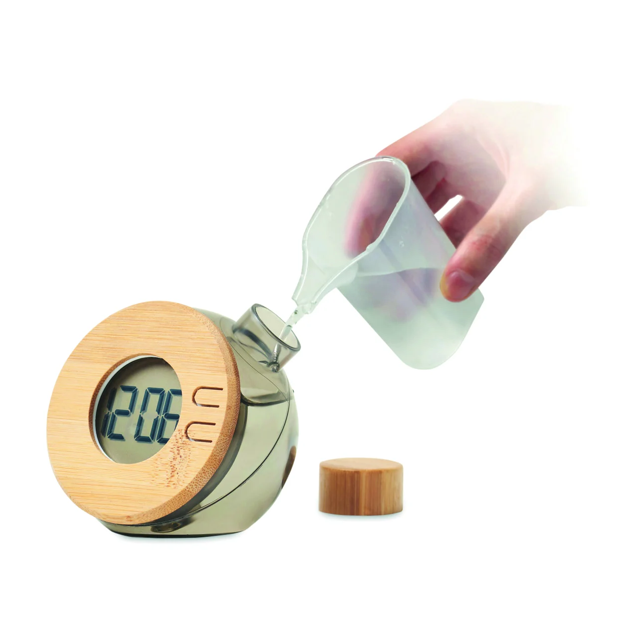 Water bamboe LCD klok DROPPY LUX