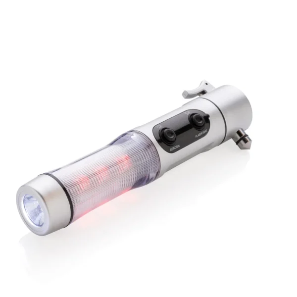 Veiligheidszaklamp met noodhamer zilver