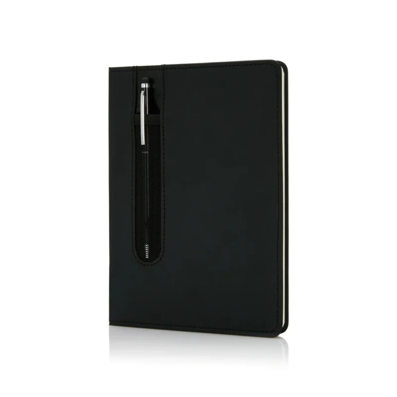 Standaard hardcover PU A5 notitieboek met stylus pen zwart