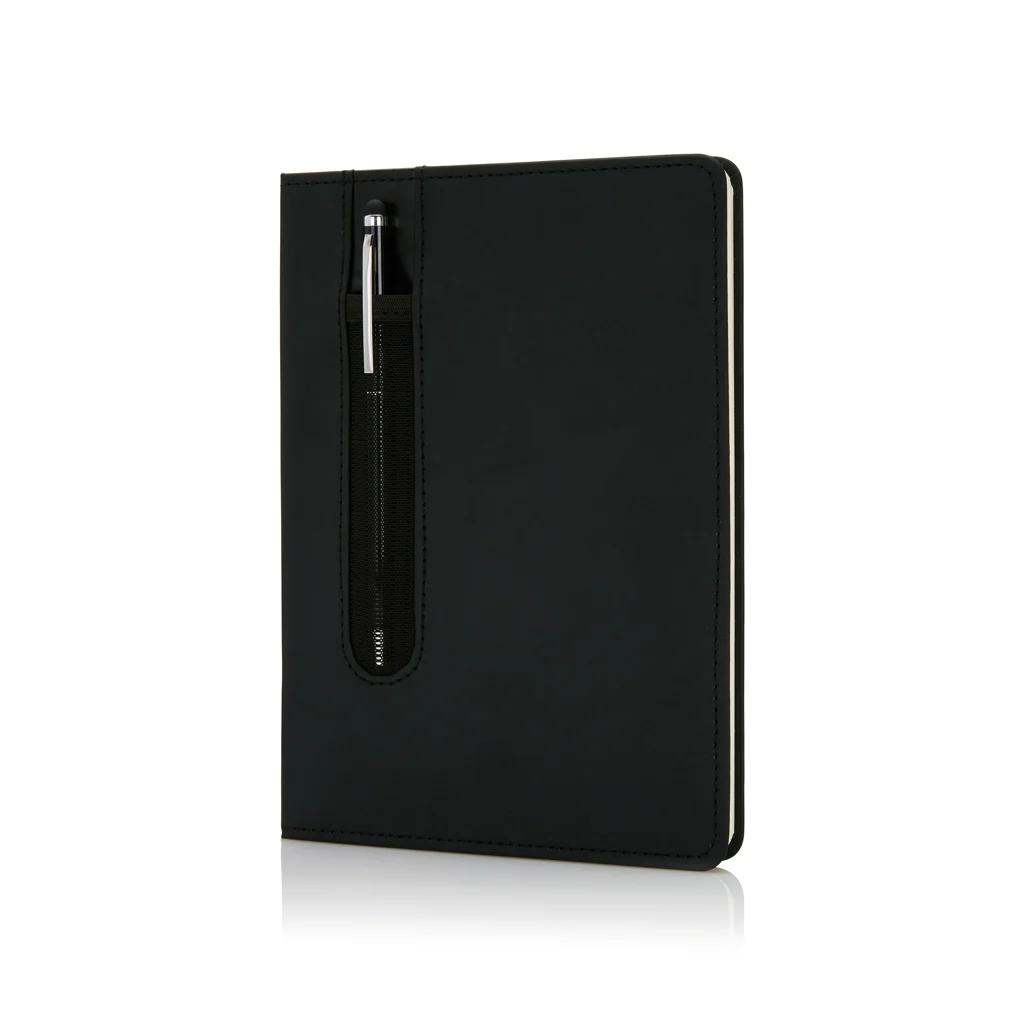 Standaard hardcover PU A5 notitieboek met stylus pen zwart